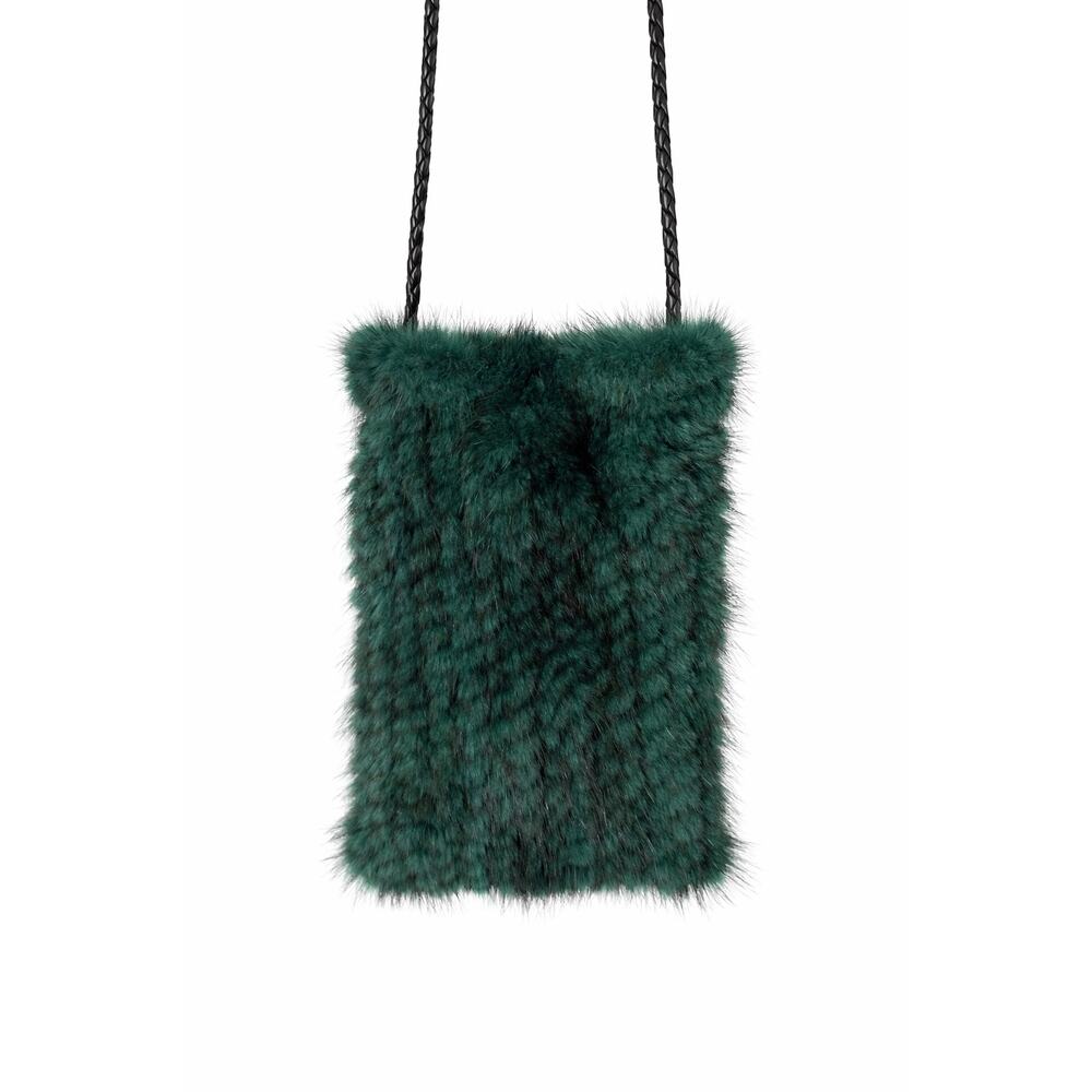 Green Mink Fur Mini Crossbody Bag Denmark Real Fur Y2K Rare
